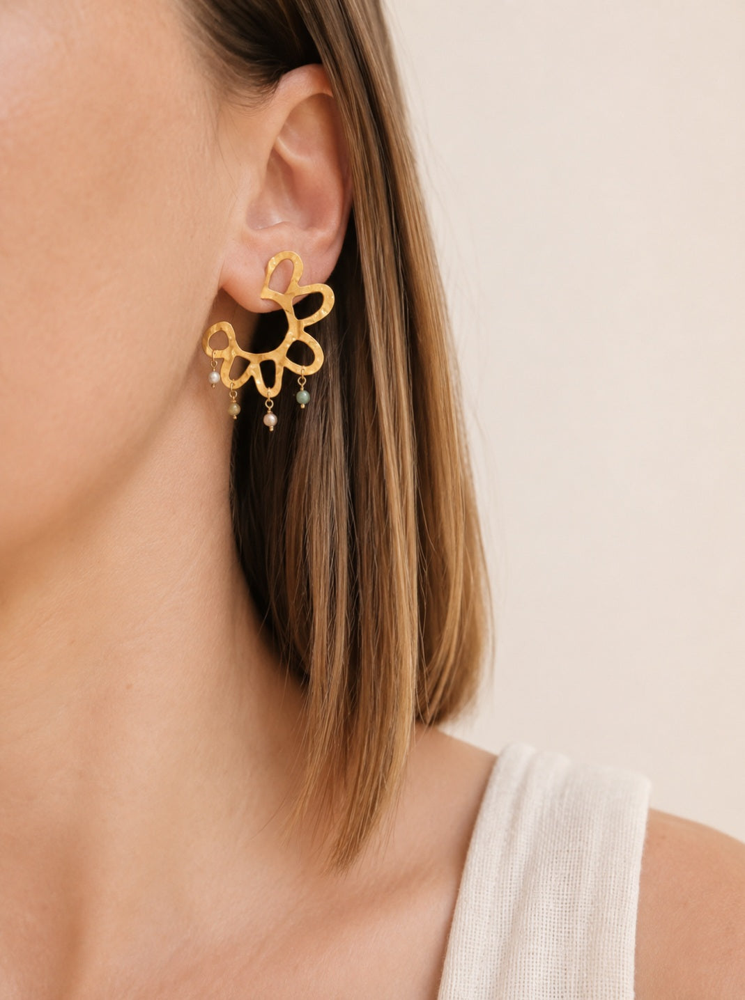 boucles d'oreilles soleil acier inoxydable et pierres naturelles