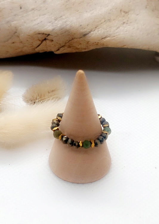 Bague Pyrites et Tourmalines