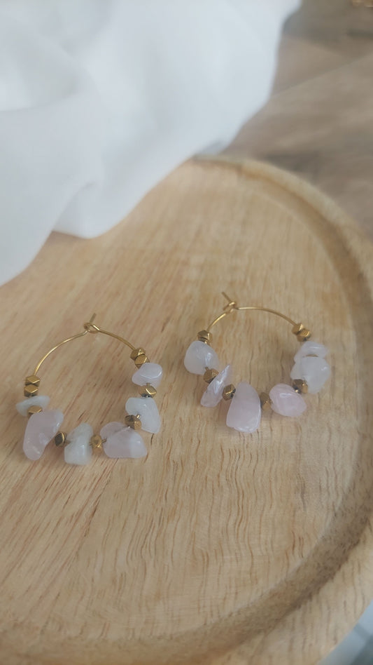 Créoles Quartz rose