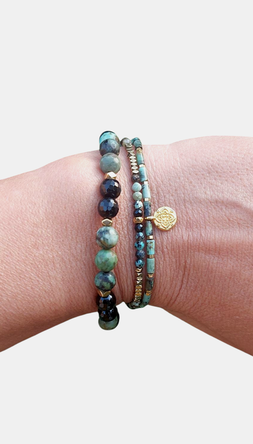 Bracelet Bohème femme en turquoise africaine fait main 