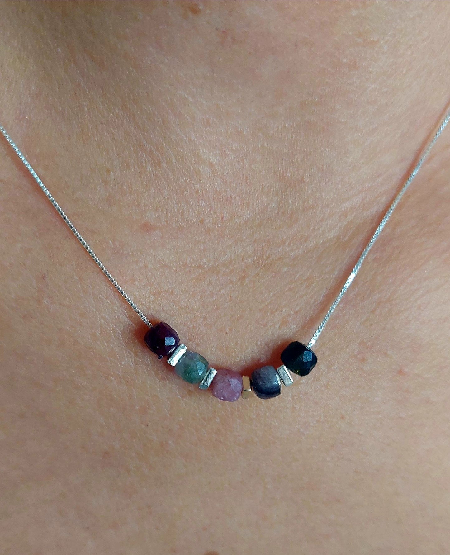 Chaine fine Tourmalines multicolores