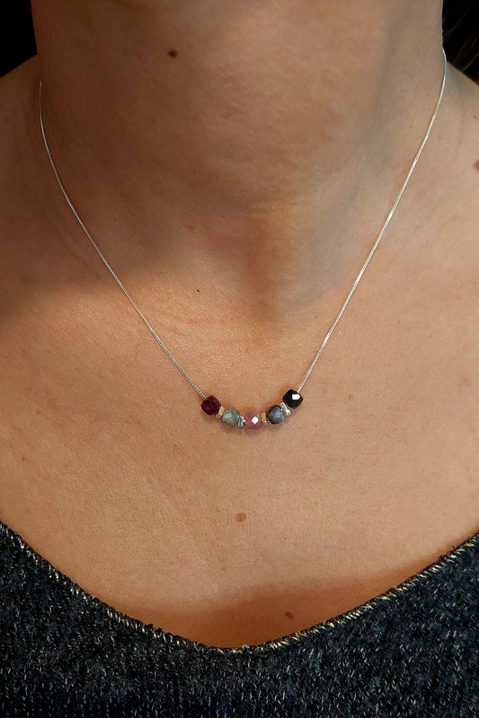 Chaine fine Tourmalines multicolores